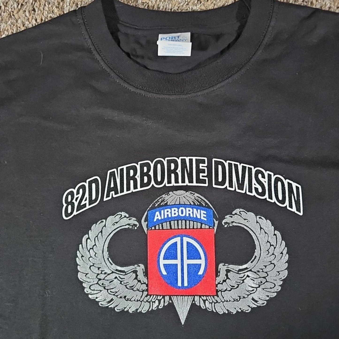 82D Airborne Division Tshirt Port & Company L Black