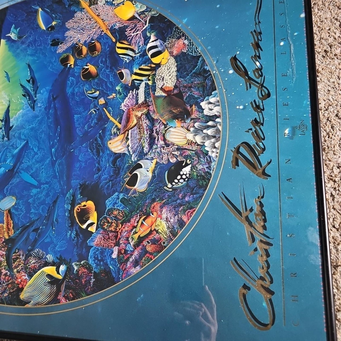 Rare CHRISTIAN LASSEN Maui Hawaii CIRCLE OF LIFE Framed ART POSTER Print 24¼x30¼