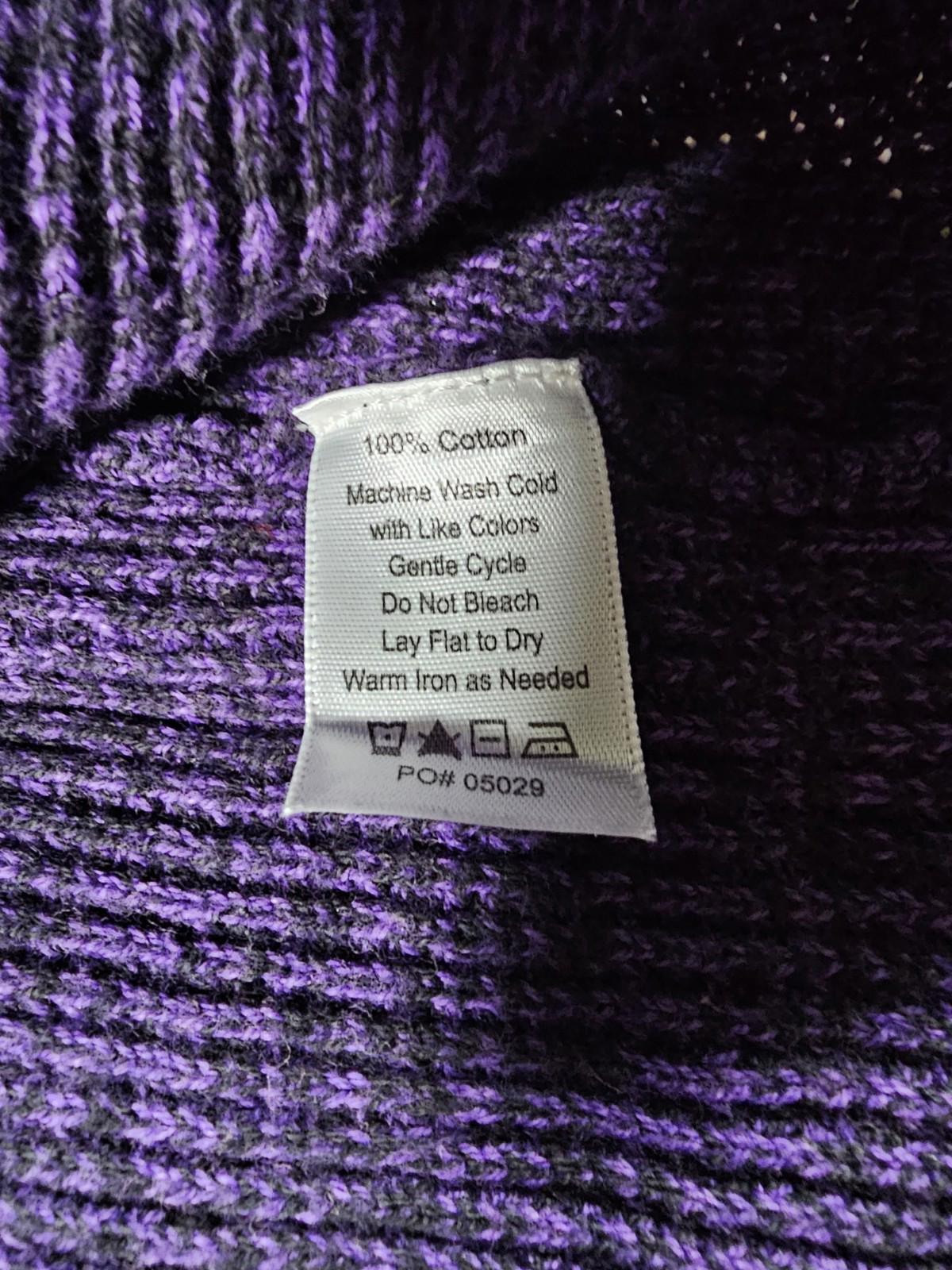 32 Bar Blues Purple Black 3 Button Sweater S Cable Knit