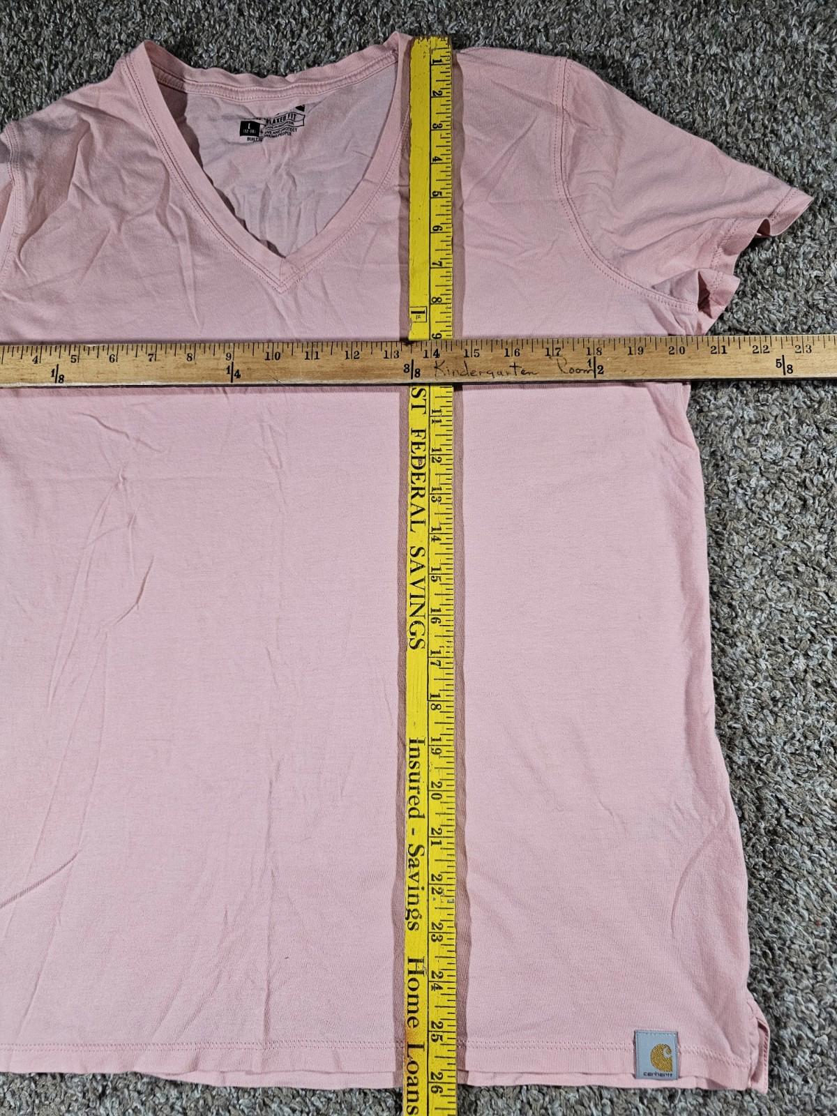 Carhartt Relax Fit Lightweight V Neck Pink T-shirt L 12-14