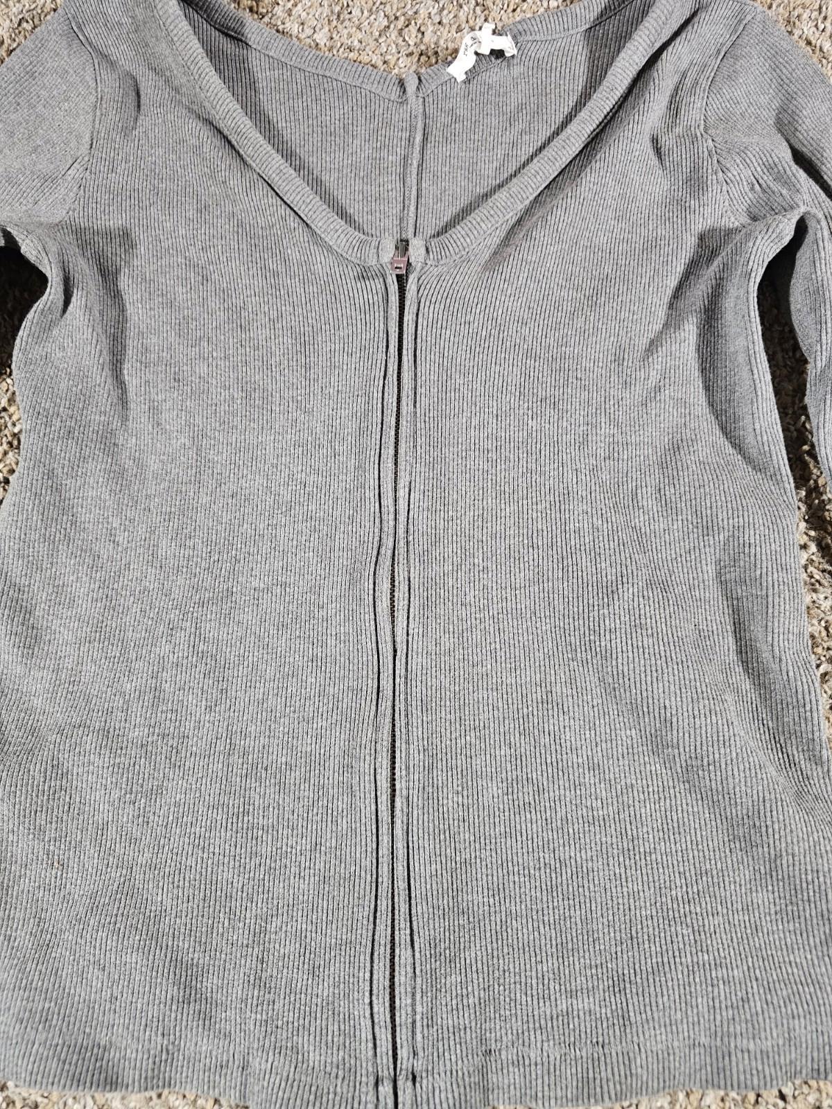 RAG & BONE FullZip Front Sweater Top Slim Fit Gray Sz L