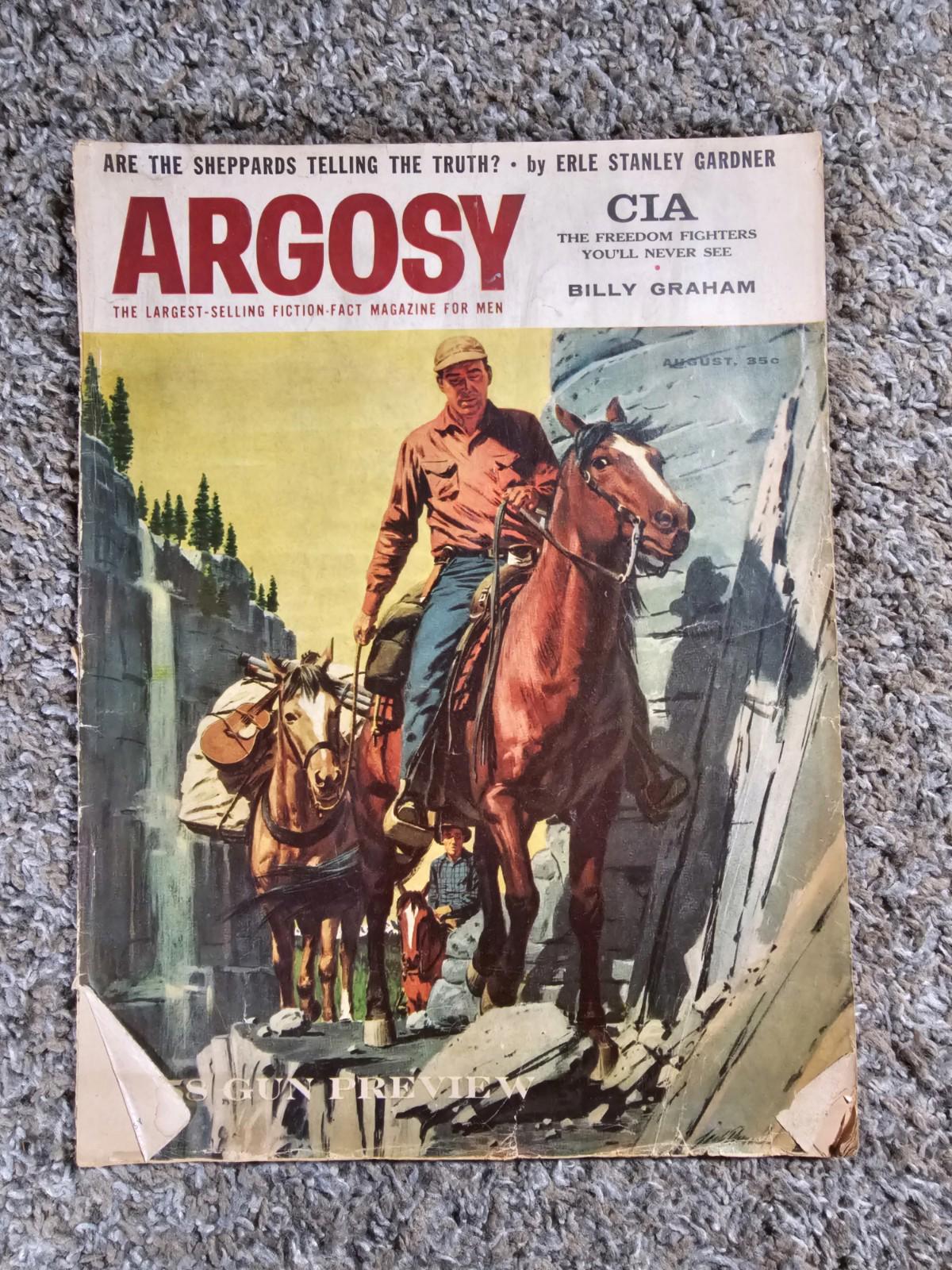 ARGOSY MAGAZINE AUGUST 1957 ERLE STANLEY GARDNER SAM SHEPPARD BILLY GRAHAM CIA