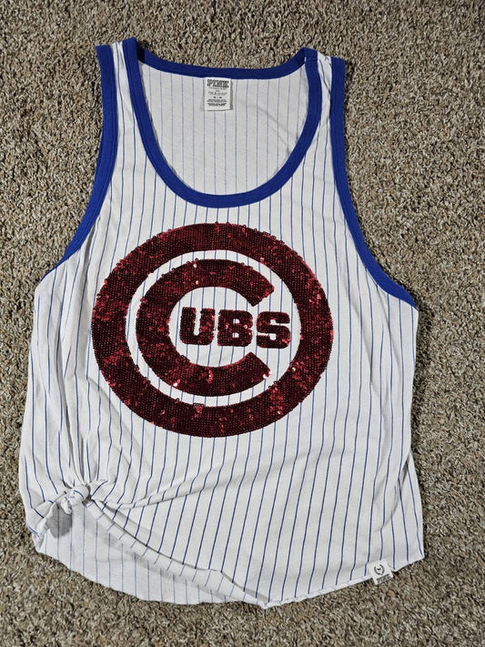 Pink Victorias Secret 5th & Ocean Chicago Cubs Sequins Tank