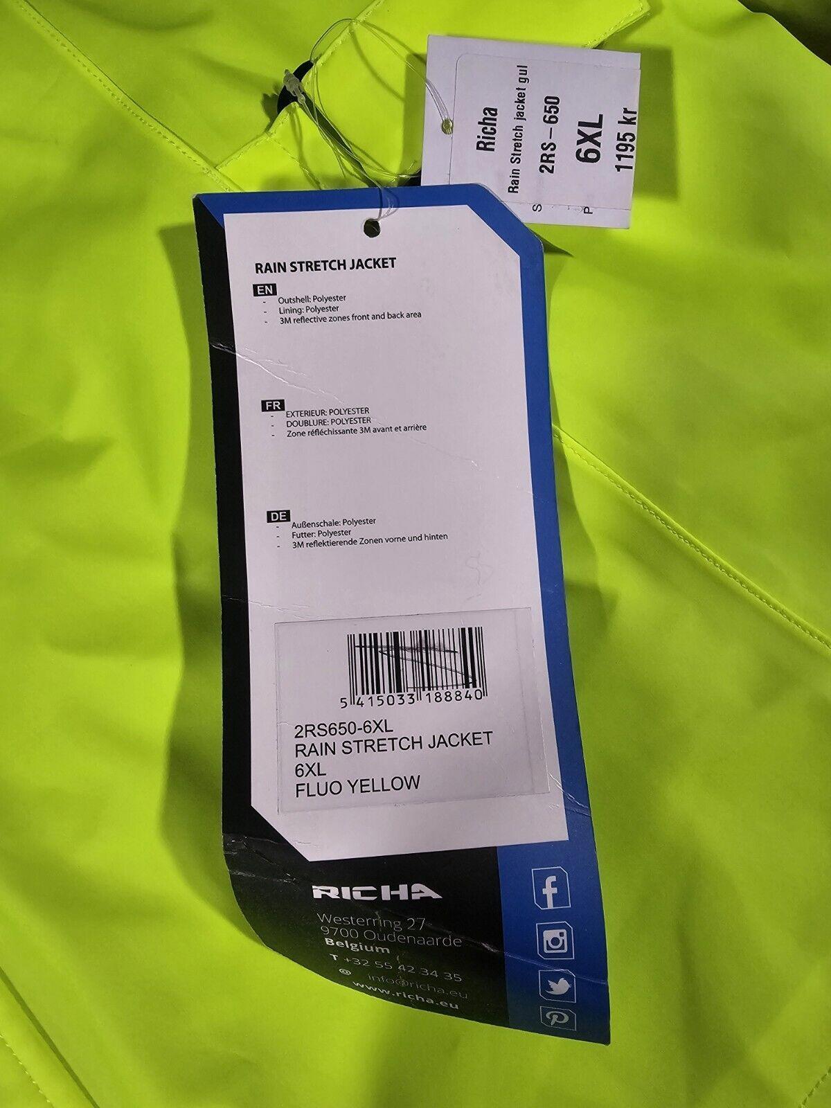 Richa Rain stretch jacket Hi Vis Riding Motorcycle 6XL NWT