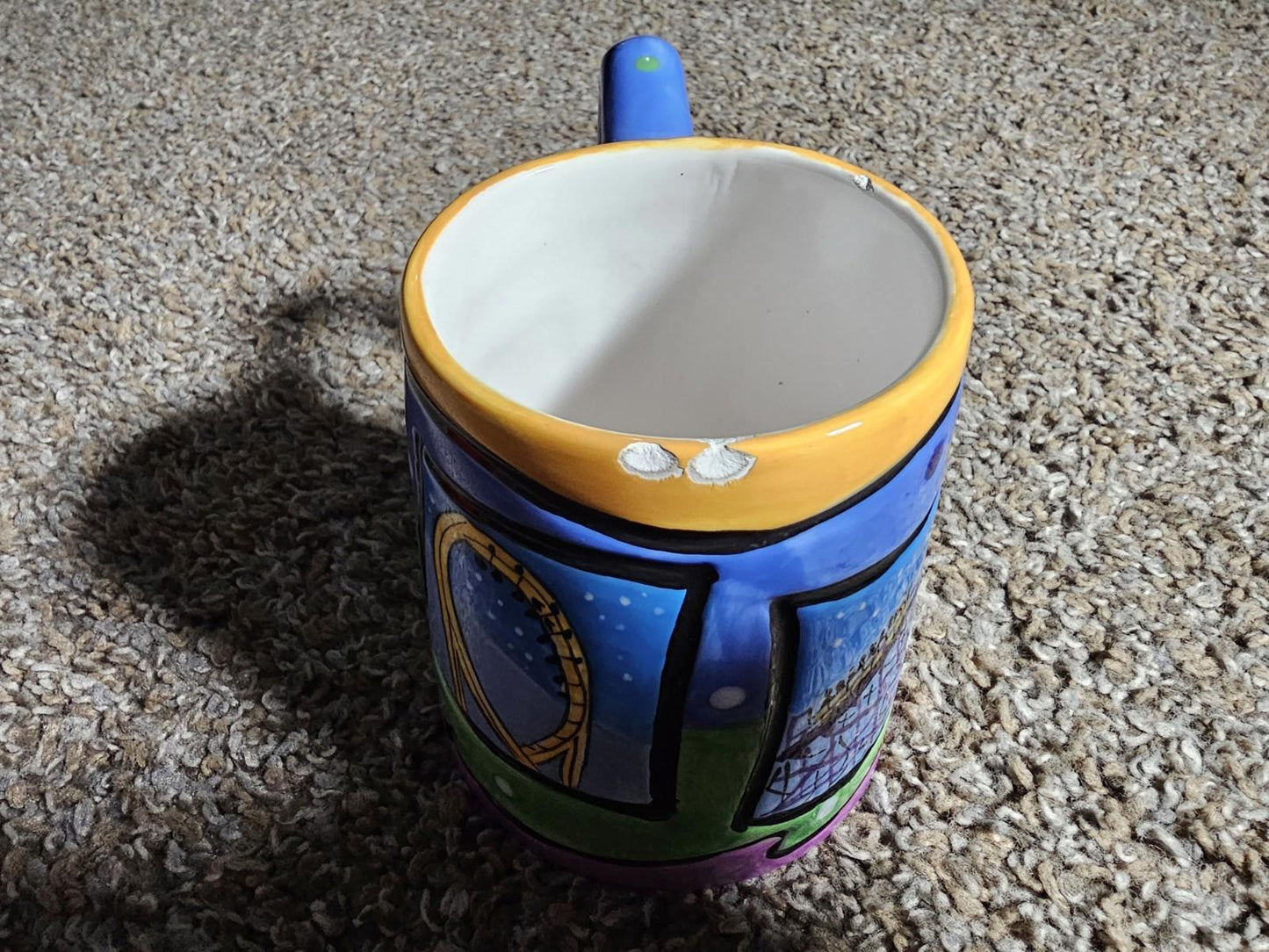 vintage six flags roller coaster coffee mug Chipped