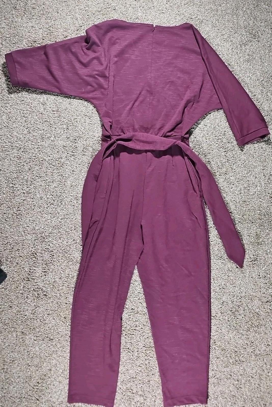 anthropologie Purple 1 Piece Belted Small Pantsuit