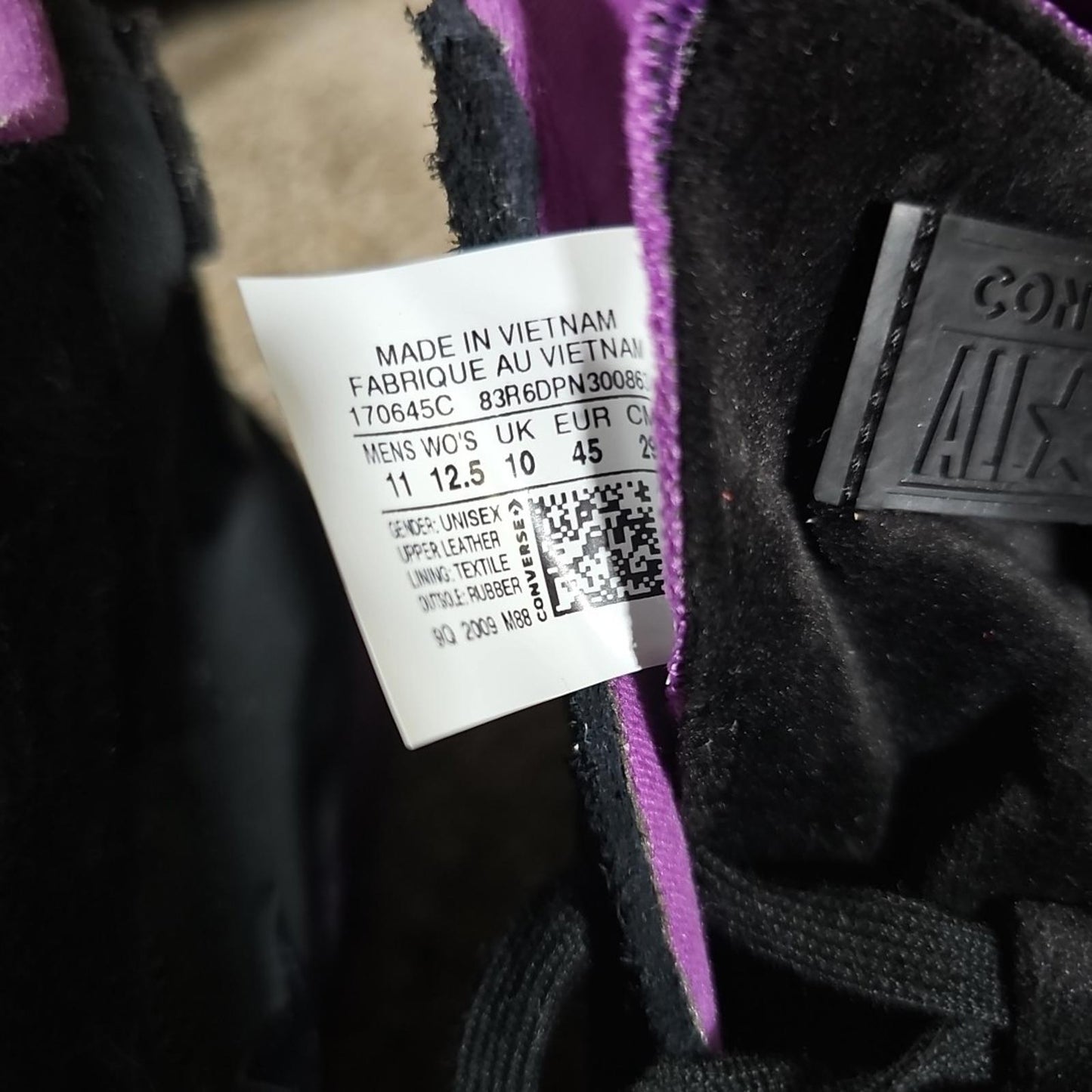 Size 11 - Joe Freshgoods JFG x Converse Pro Leather High Black Purple 170645C