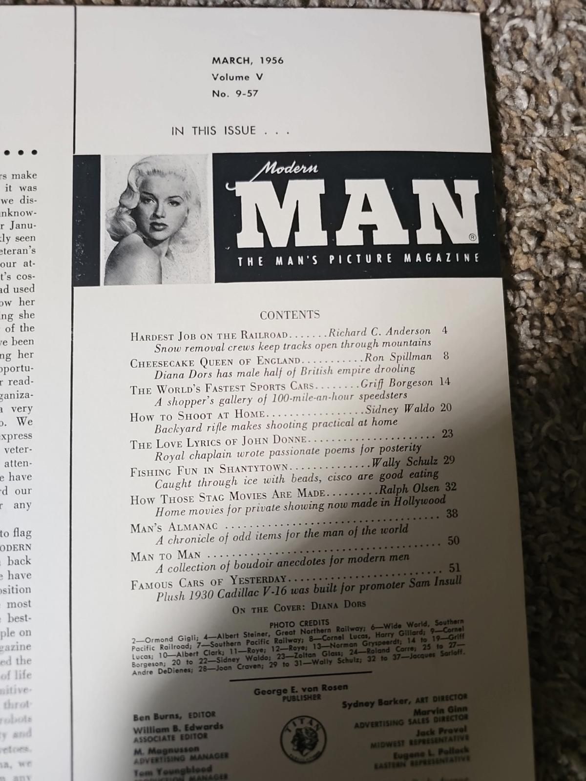 MODERN MAN ADULT MENS MAGAZINE MARCH 1956 Jayne Mansfield