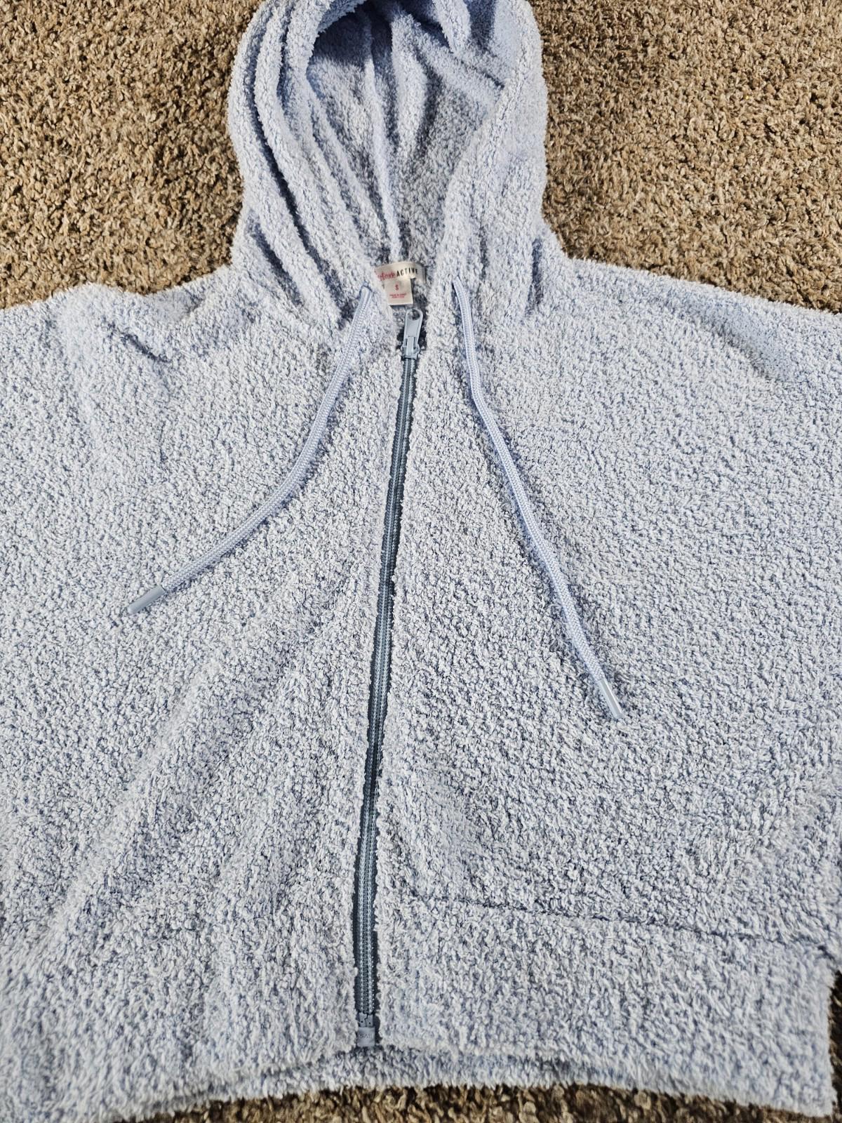 Flirtitude Active Full Zip Hooded Cropped Sweater Small Blue