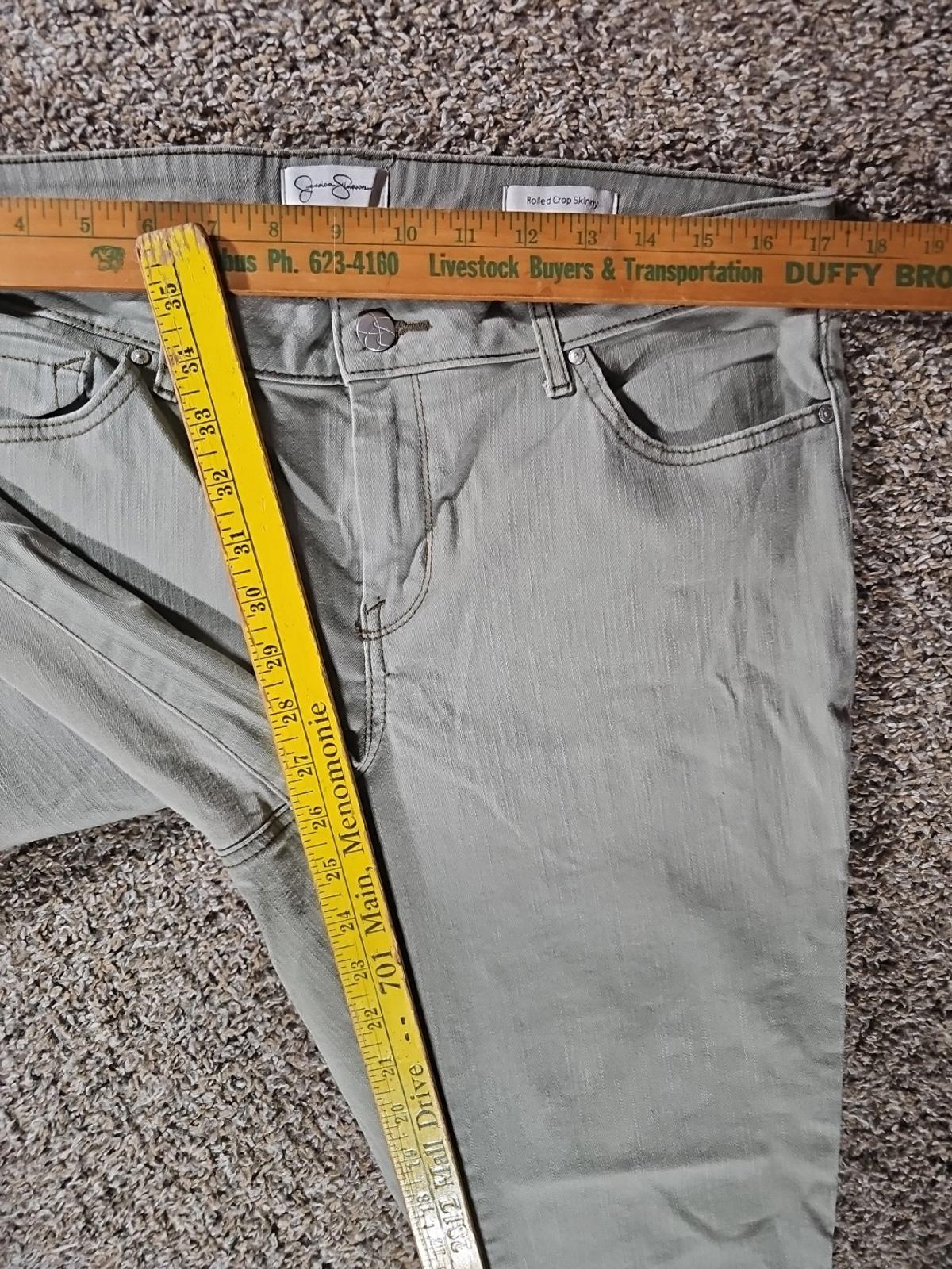 Jessica Simpson Rolled Crop Skinny Green Jeans 14/32