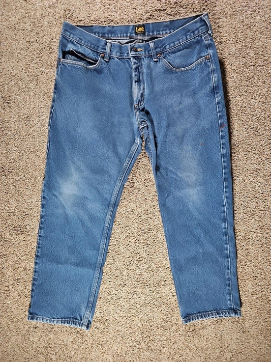 Lee Regular Fit Straight Jeans Size 38x29 Medium Wash Blue