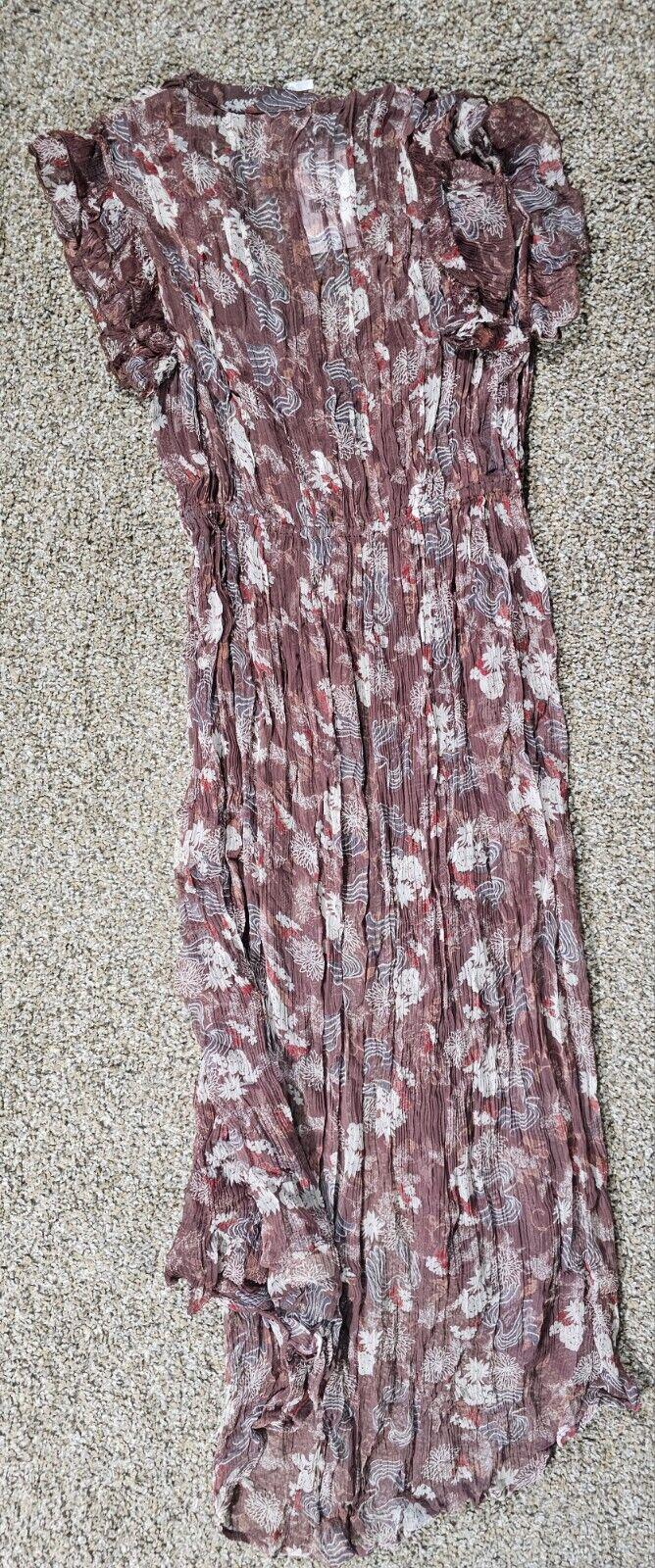 NWT Free People Brwn Feeling Groovy Sleeve Sheer Dress S NWT