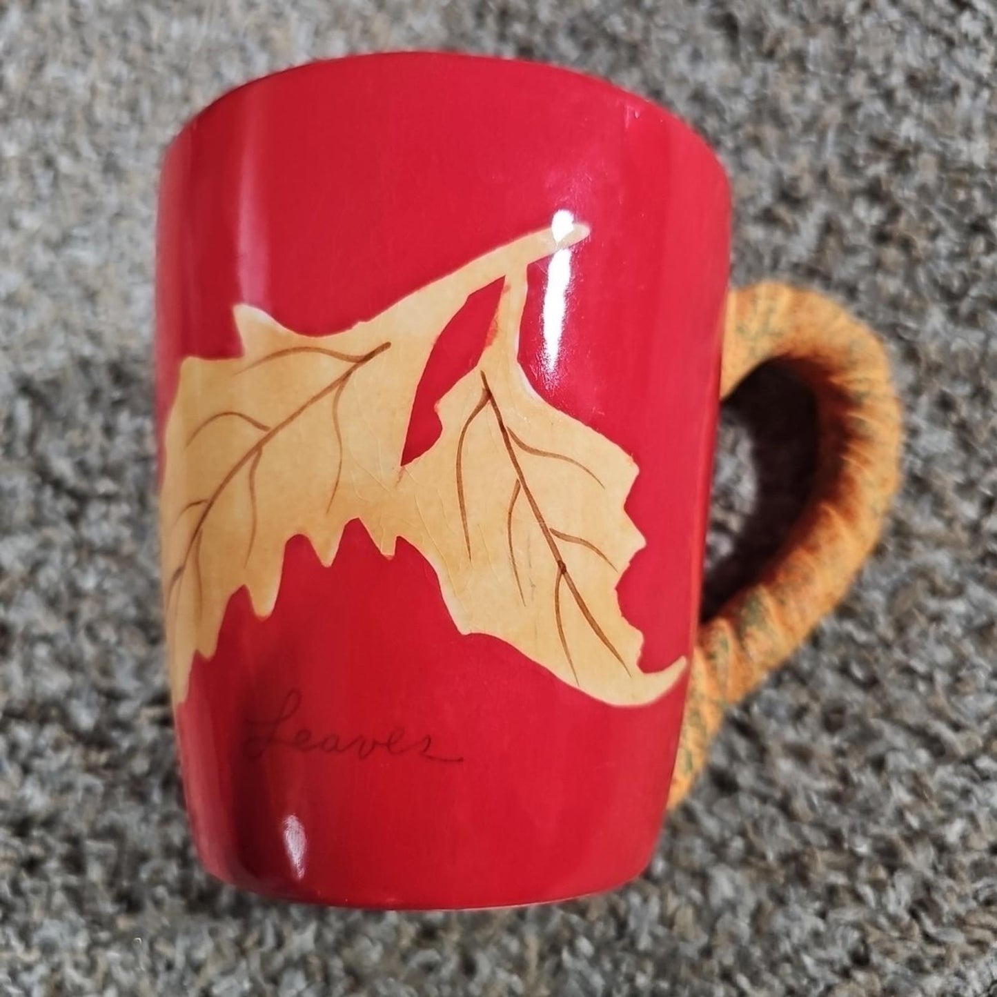 Fall Leaf Cider Mug Glazed Pottery Coffee Ceramic Foreside Festive Autumn Red