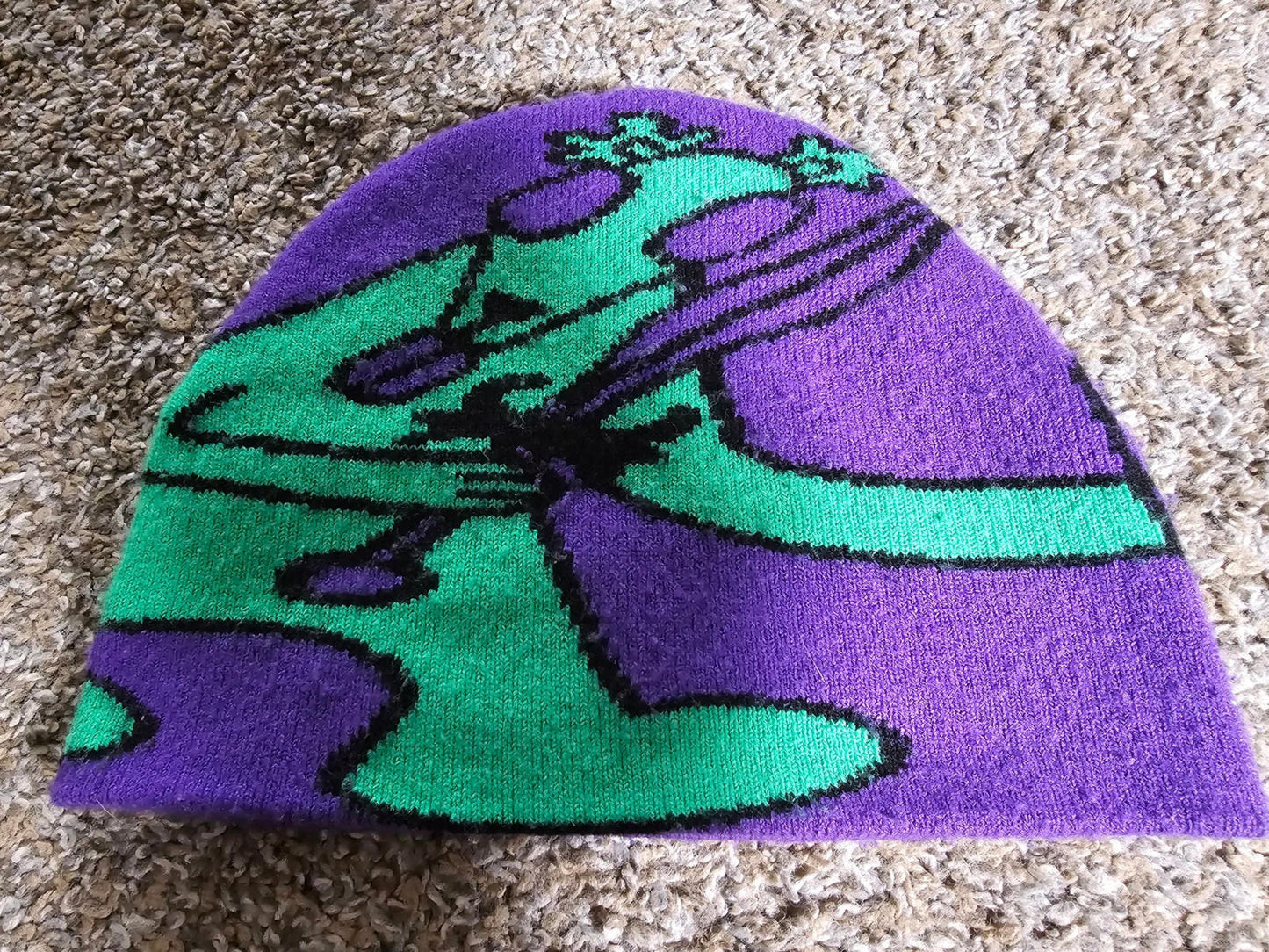 Purple Winter Beanie Hat Alien Dog Sword