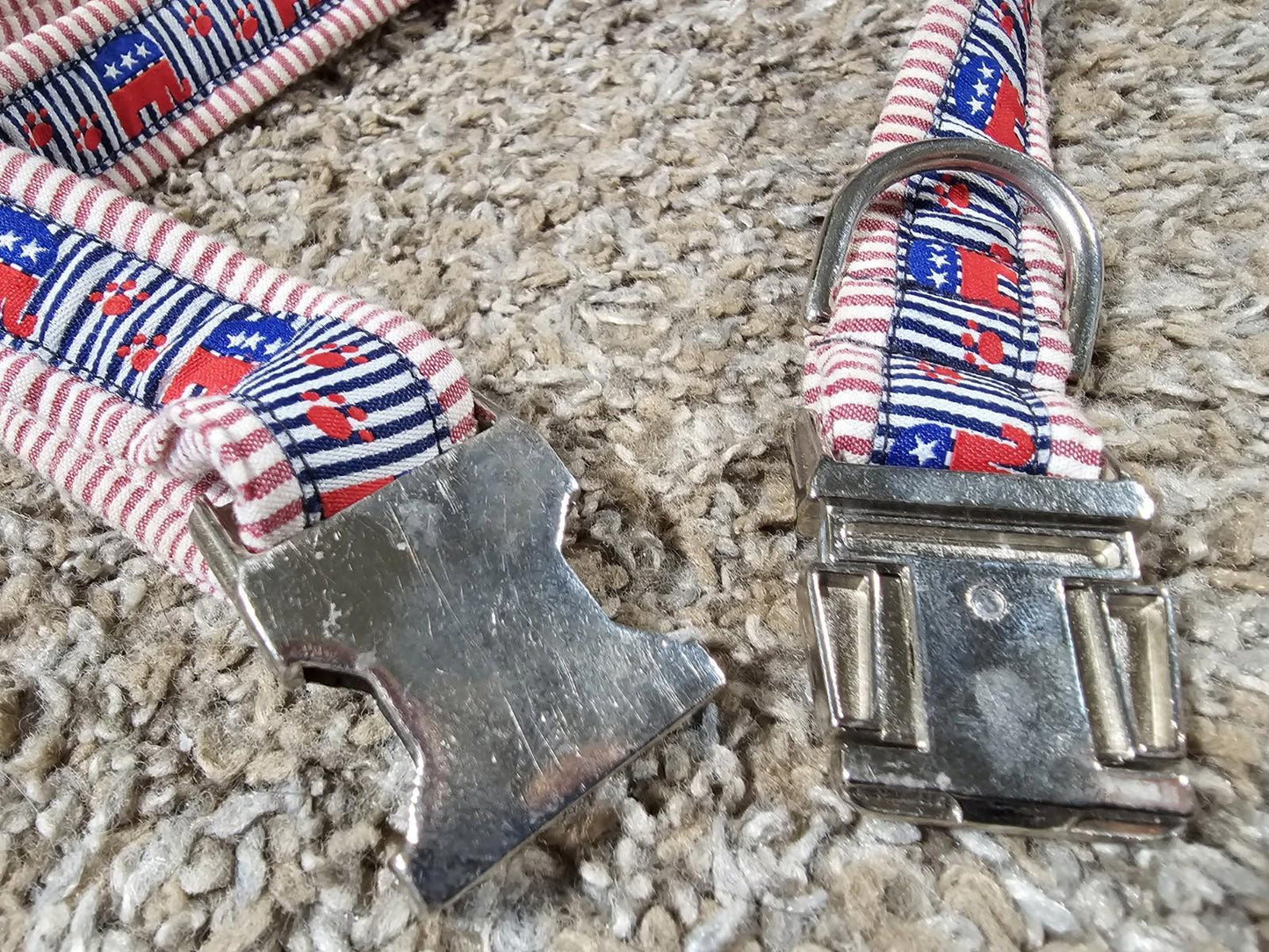 GOP Elephant dog collar Red White Blue Stripe