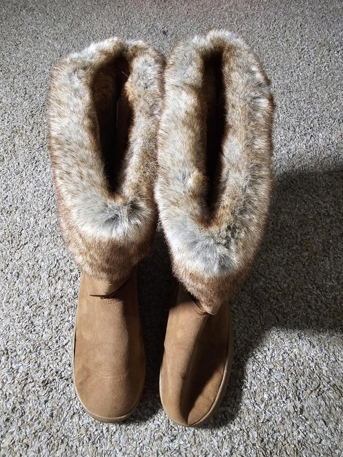 Womens Rampage RAM-ASHER Brown Faux Suede Faux Fur Boots 7M