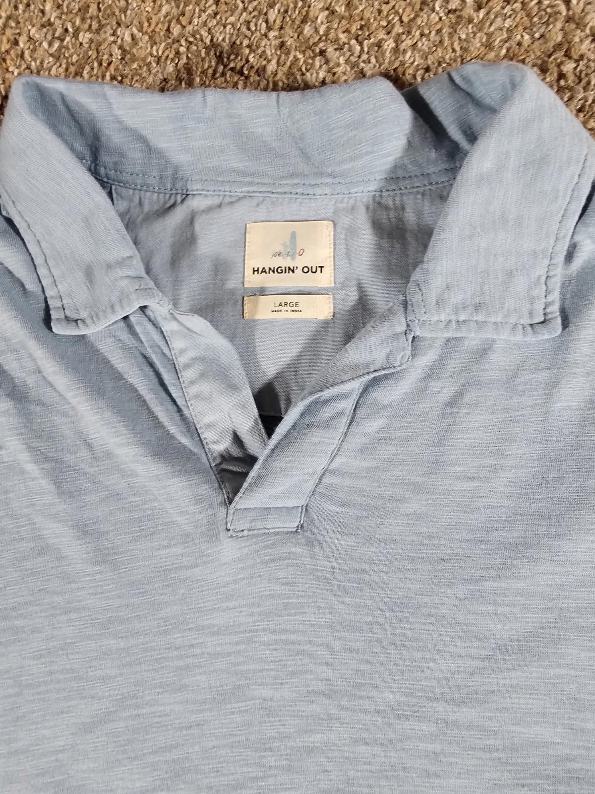 Johnnie O Blue Short Sleeve Golf Casual Open Polo Mens Sz L