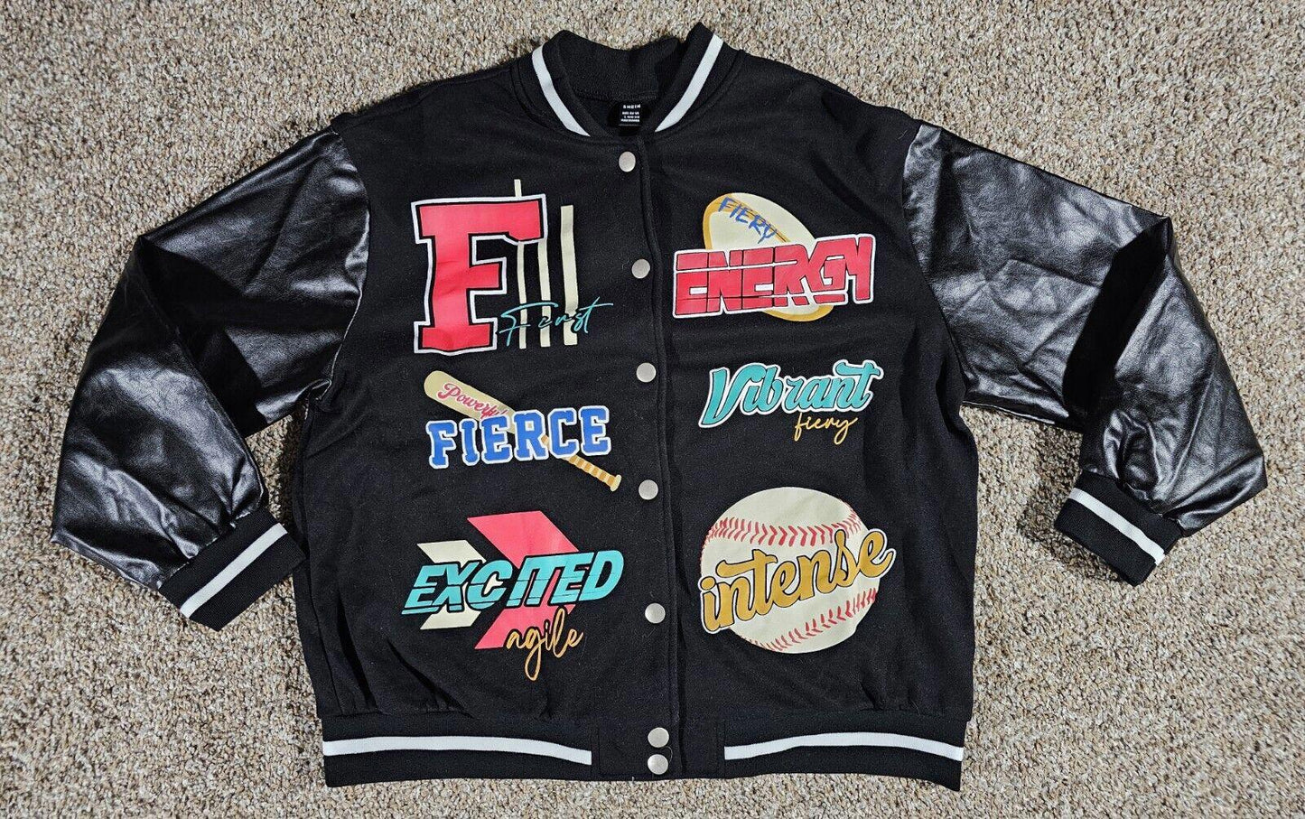 SHEIN fierce intense baseball Retro Varsity jacket Large