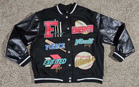 SHEIN fierce intense baseball Retro Varsity jacket Large