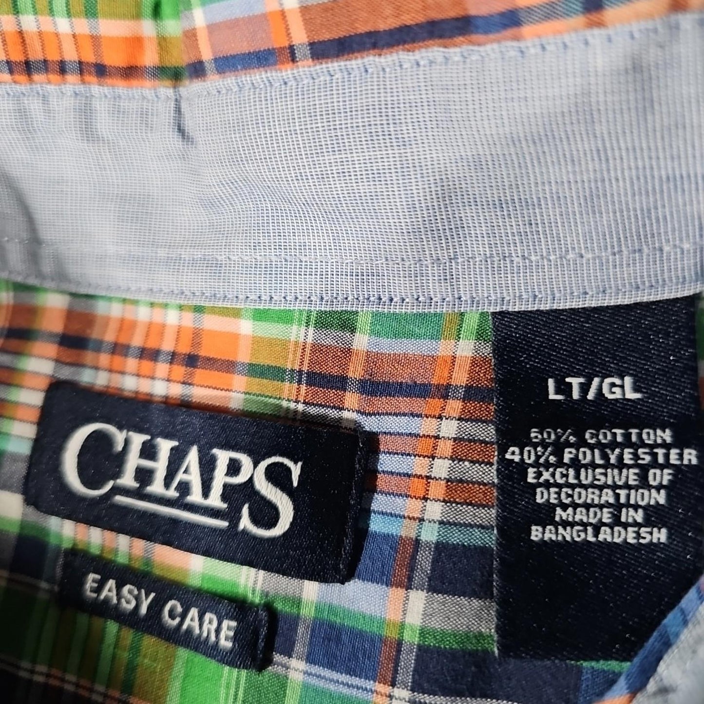 Chaps LT Easy Care Bright Plaid Button Up