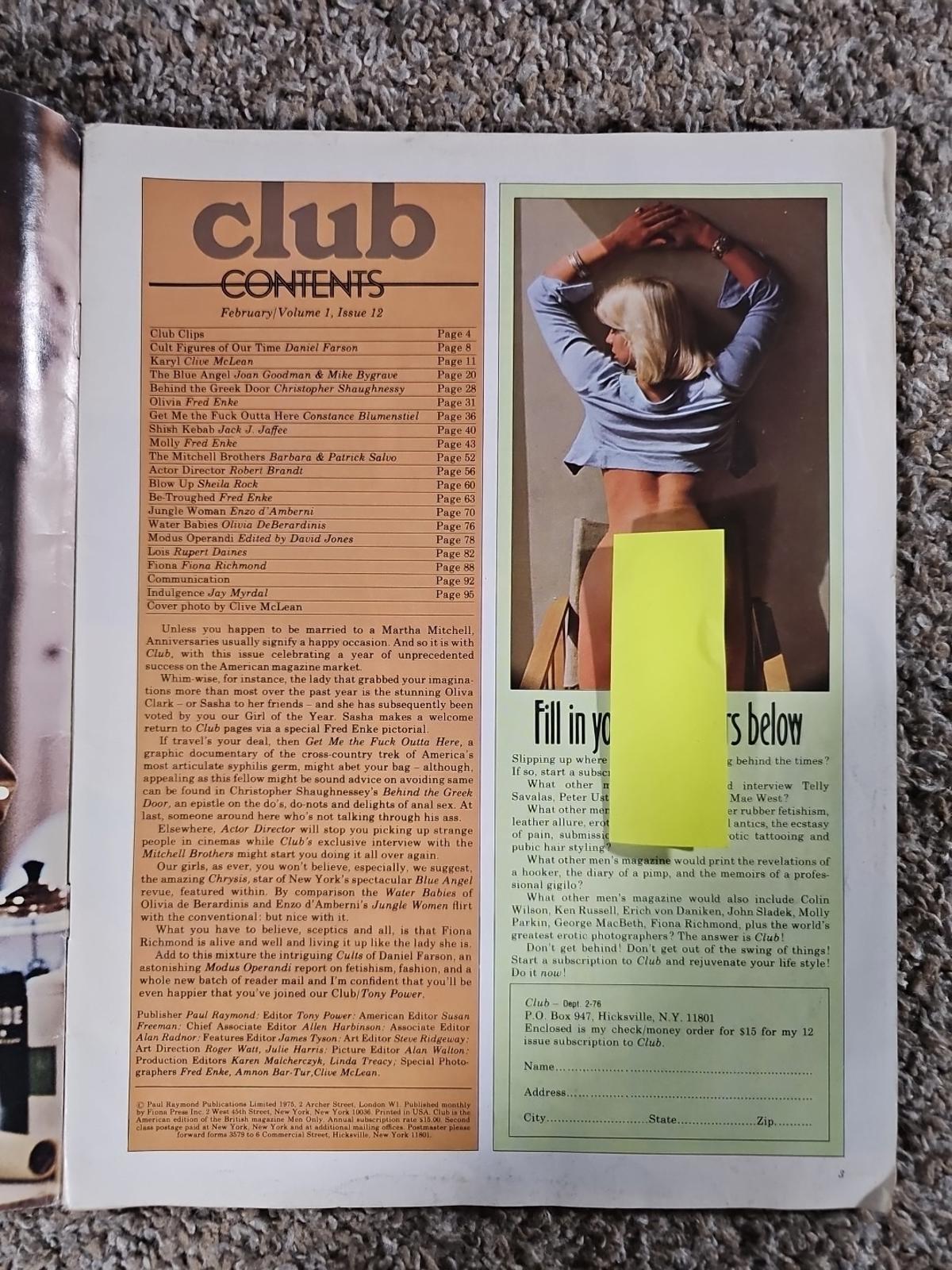 Club Vintage Magazine February 1975 Vol 1 Issue 12