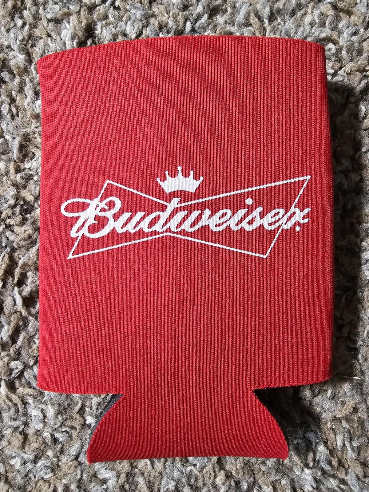 Budweiser Graphic Printed Solid Logo Can Koozie Red