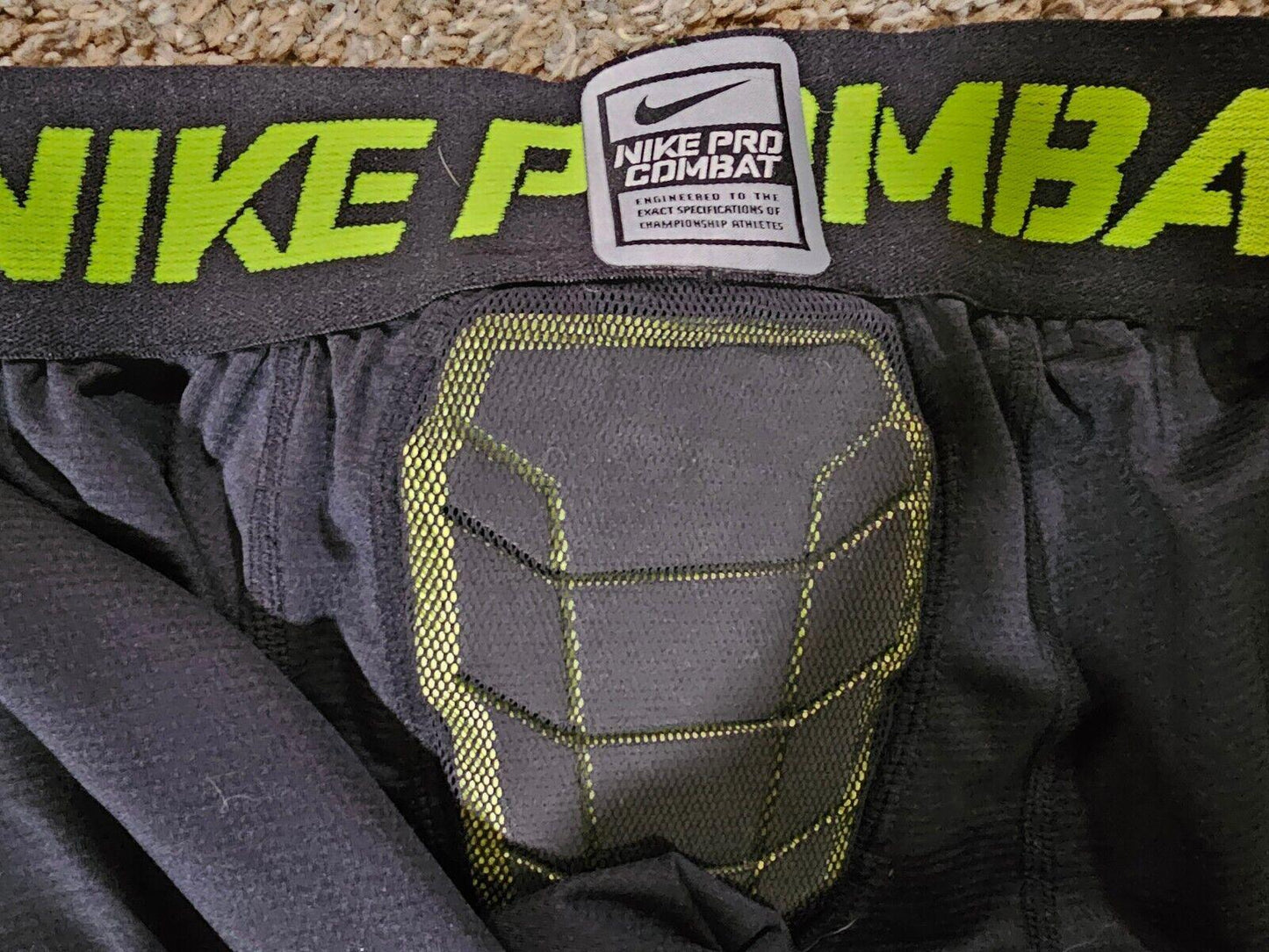Nike Pro Combat Shorts Mens L Black Green Padded Compression