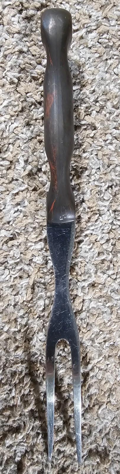 Vintage CUTCO 1027 Brown Orange Swirl Handle Carving Serving Fork