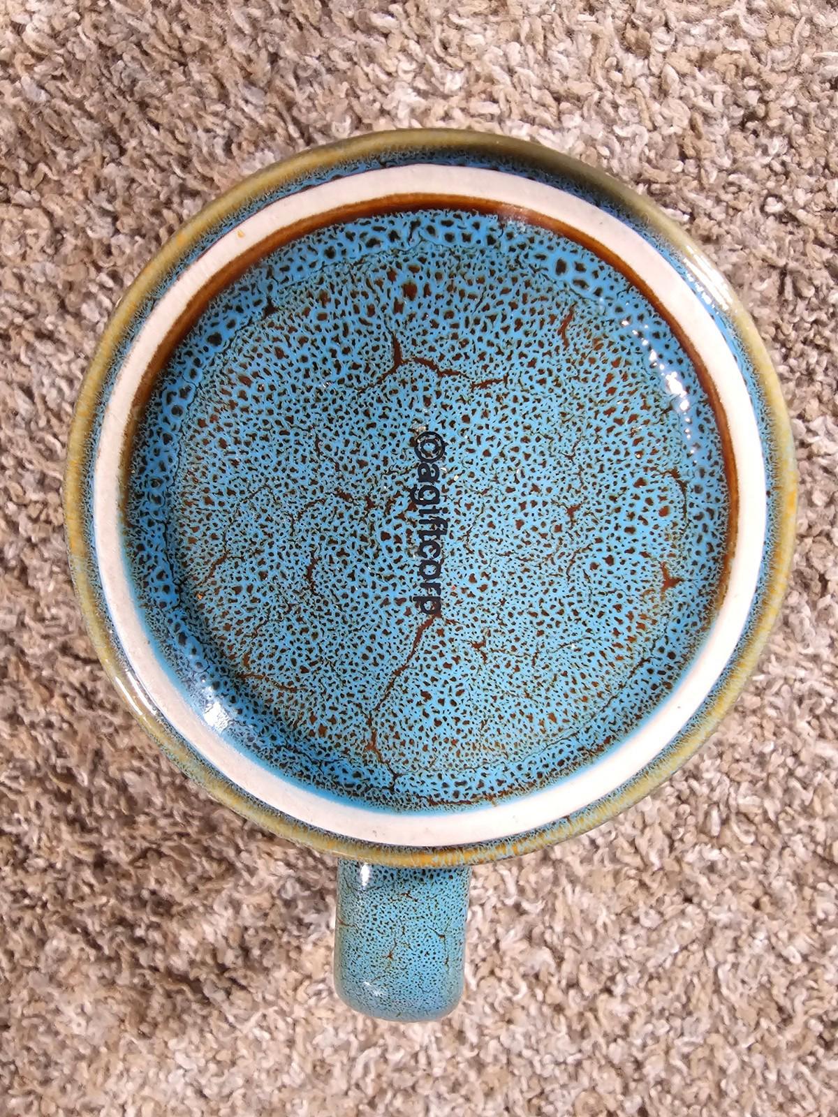 Anna Maria Island FL Pottery Coffee Mug Cup Drip Glaze Teal Palm Trees