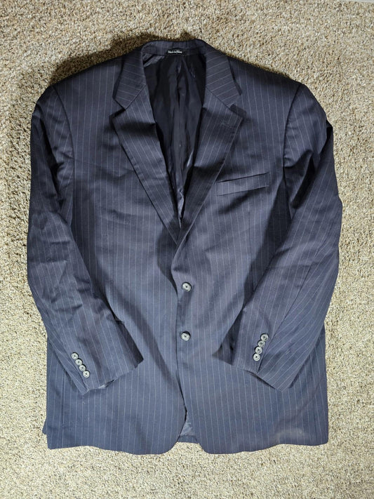 Chaps Men's Blazer Sz 48L Blue 100% Wool 48L 2 Button STAIN