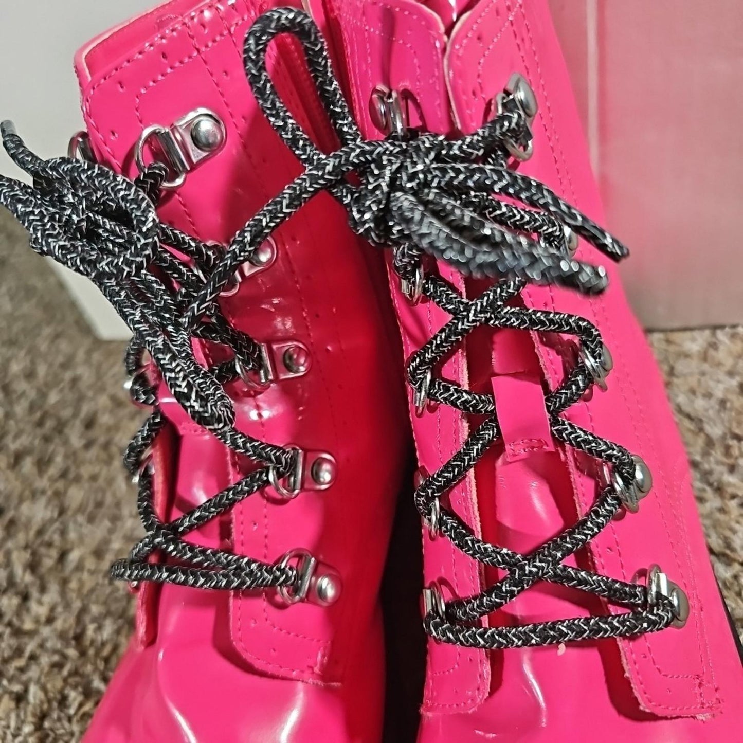 Wonder Nation Pink Zipper / Lace Up Combat Boot Style Sz 5