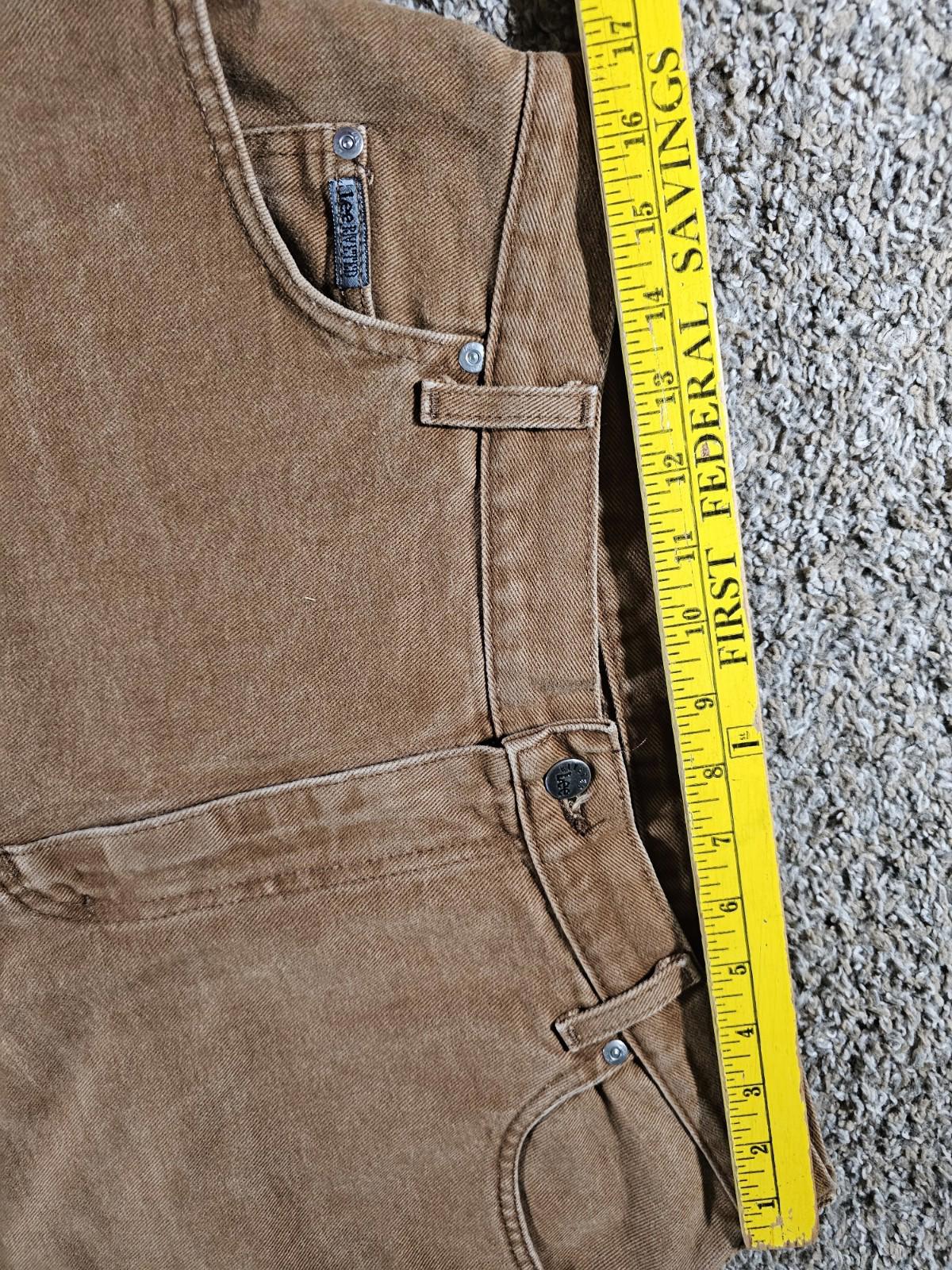 Lee Riveted Khaki Duck Canvas Denim Jeans Made In USA 18 REG