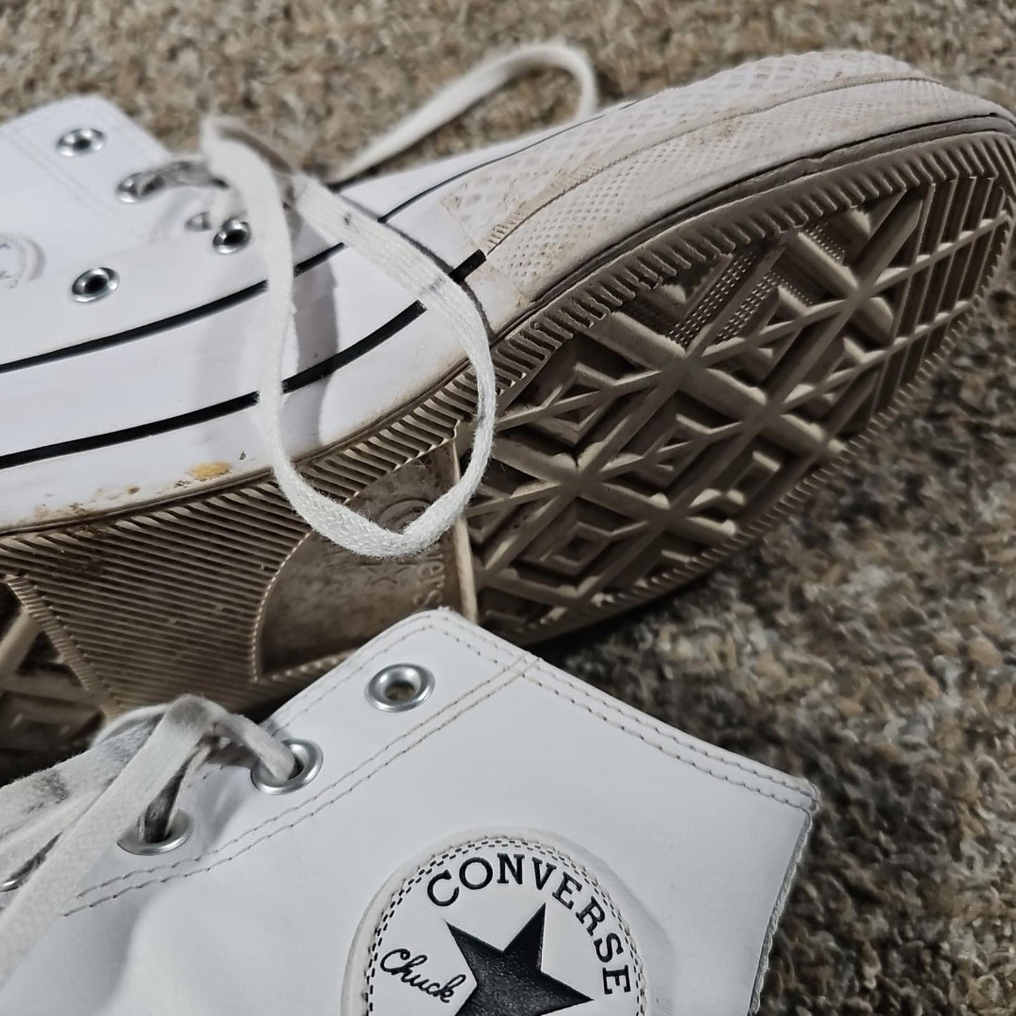 Womens 7.5 UK5.5- Converse Chuck Taylor All Star Lift High White Leather Shoes