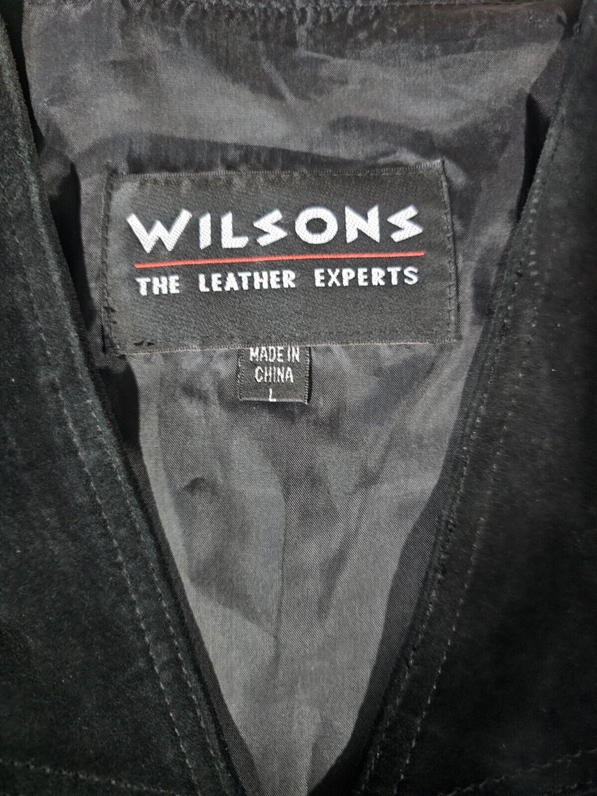 Wilsons The Leather Experts Men L Black Suede Leather Button