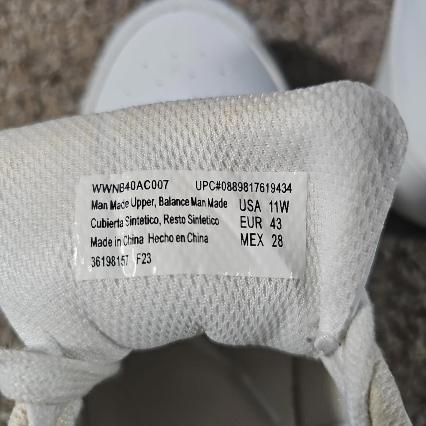 Nobo Wwnb40ac007 US11W EUR43 White Athletic Memory Foam Shoes