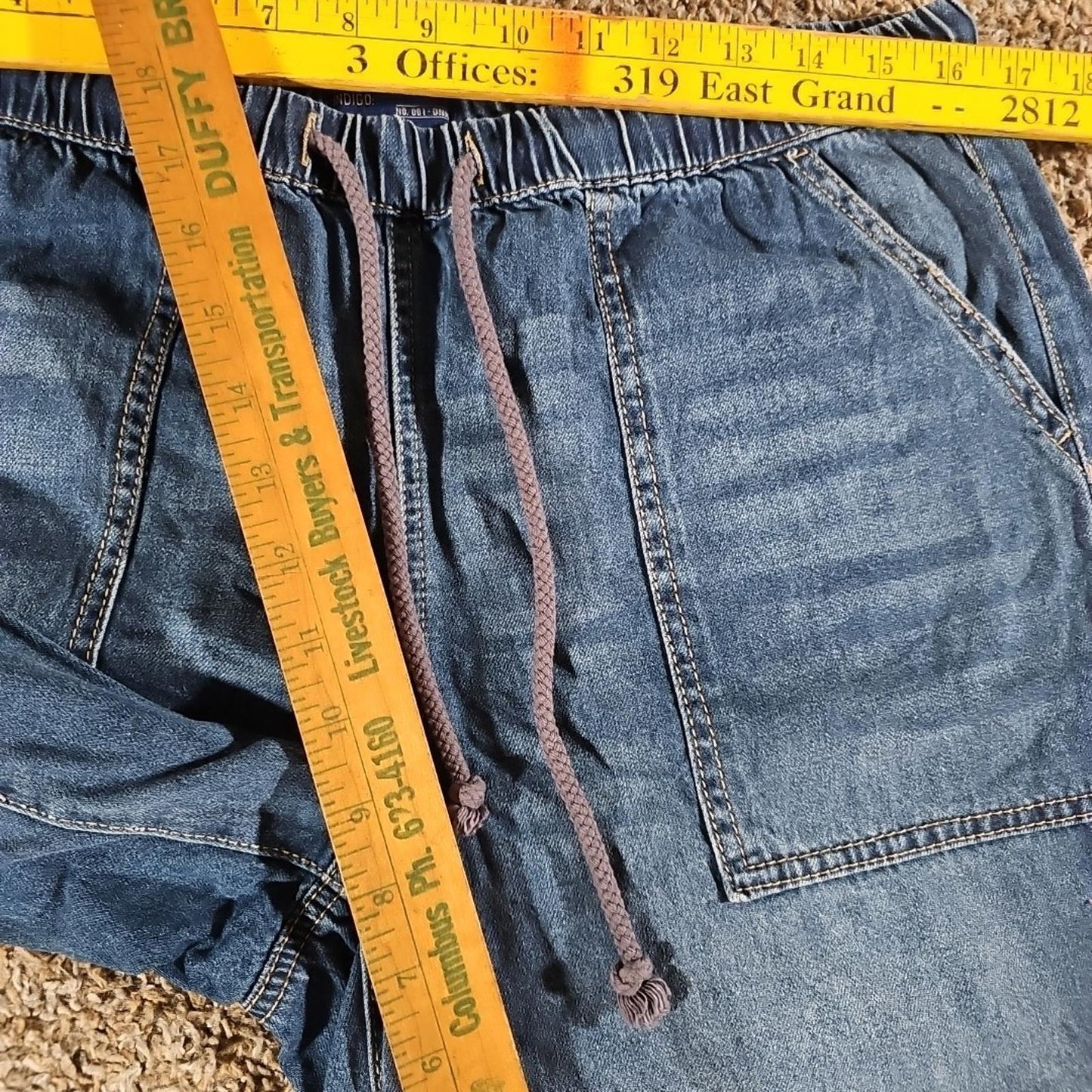 Project Indigo Sz L Denim Drawstring Shorts