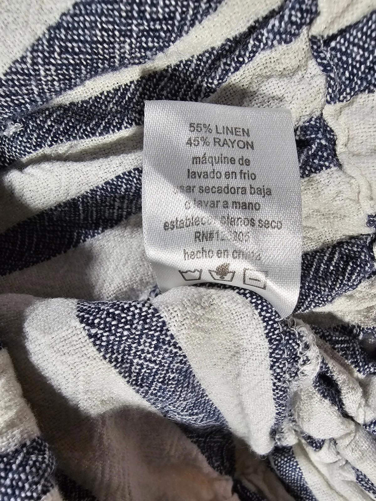 Just Living Linen Blue White Striped Small Shorts