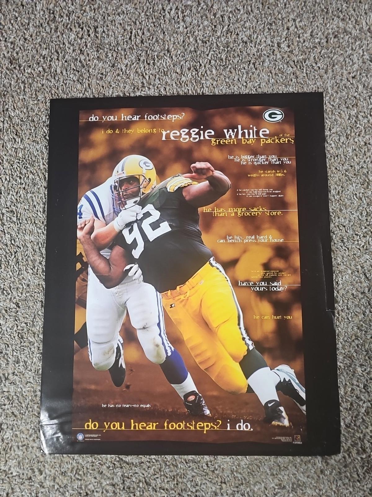 Reggie White Green Bay Packers Do I Hear Footsteps 16x20" Poster