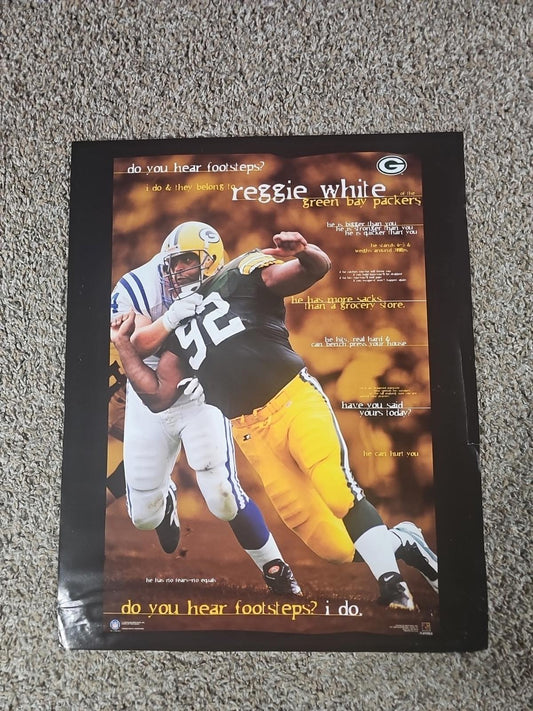 Reggie White Green Bay Packers Do I Hear Footsteps 16x20" Poster