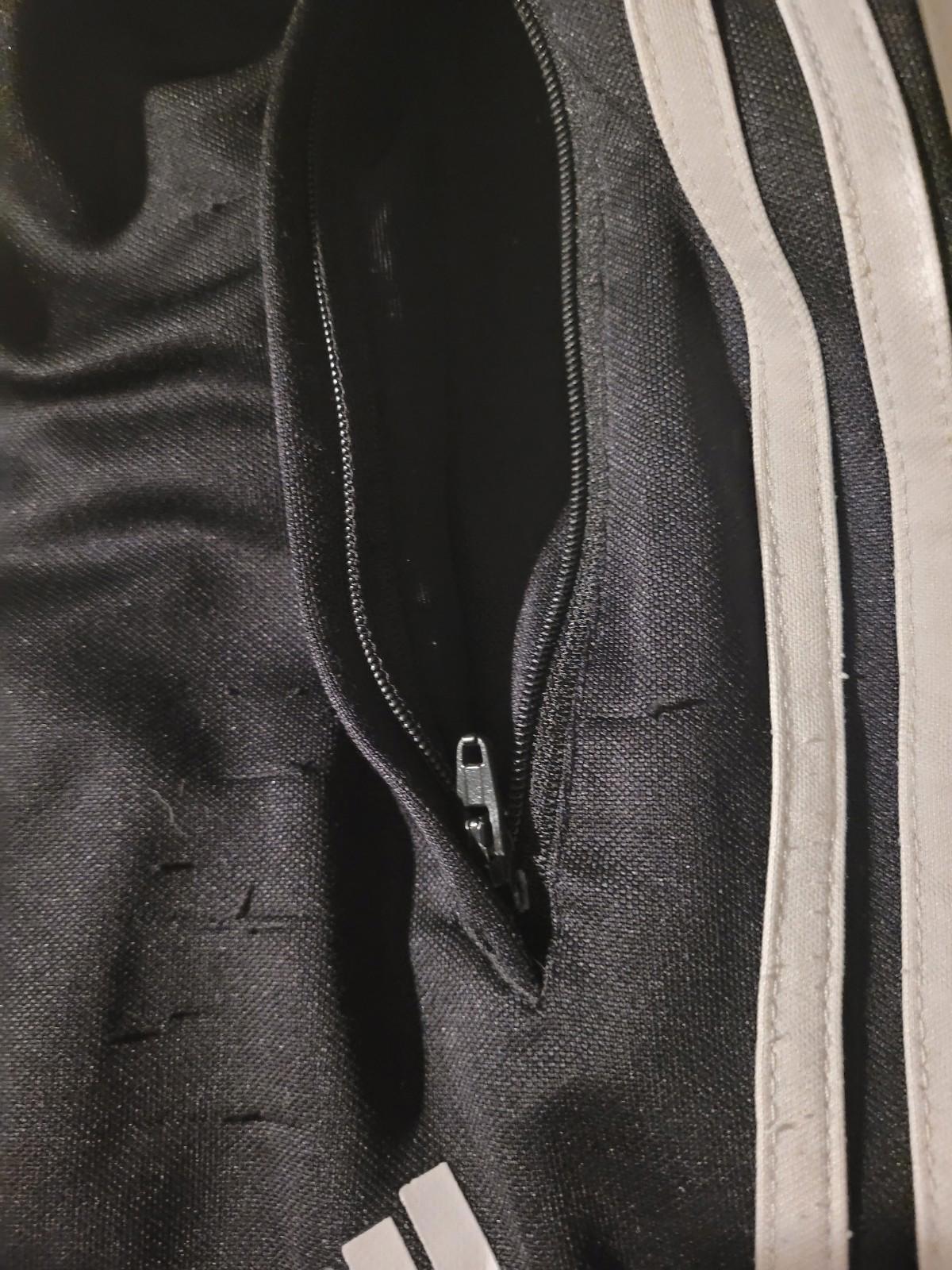 S Adidas track sweatpants missing drawstring fabric pulls