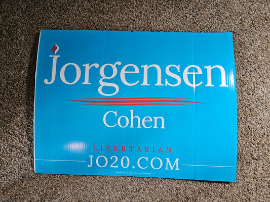 Jo Jorgensen Spike Cohen Libertarian President 2020 Official Yard Sign