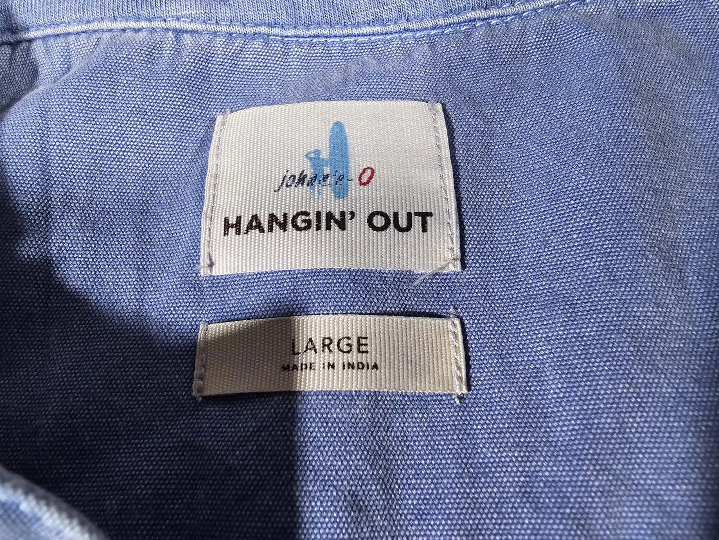 Johnnie O Blue Short Sleeve Golf Casual Open Polo Mens Sz L