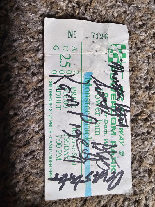 power jam monster truck Grave Digger autographed ticket Stub 2000