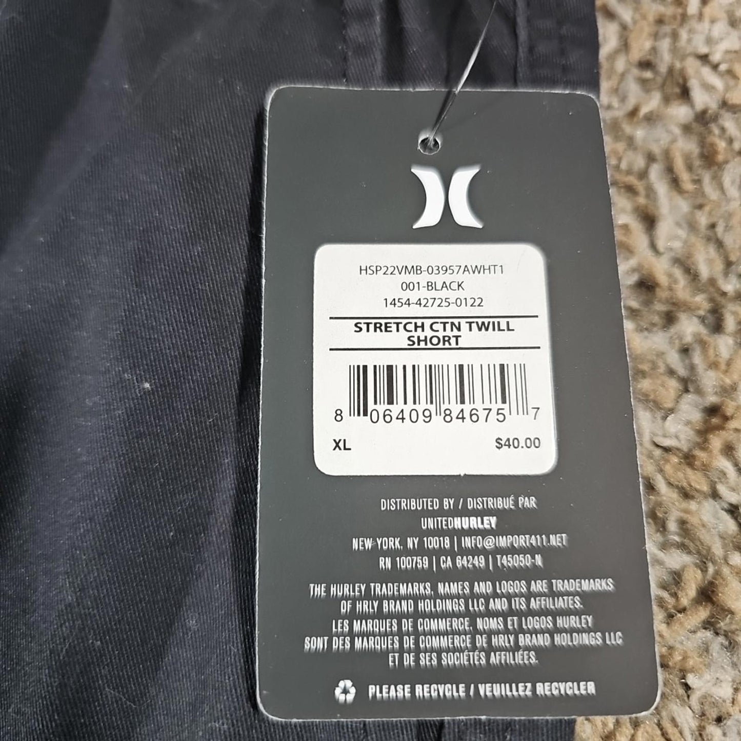 Hurley XL Stretch Twill NWT Shorts