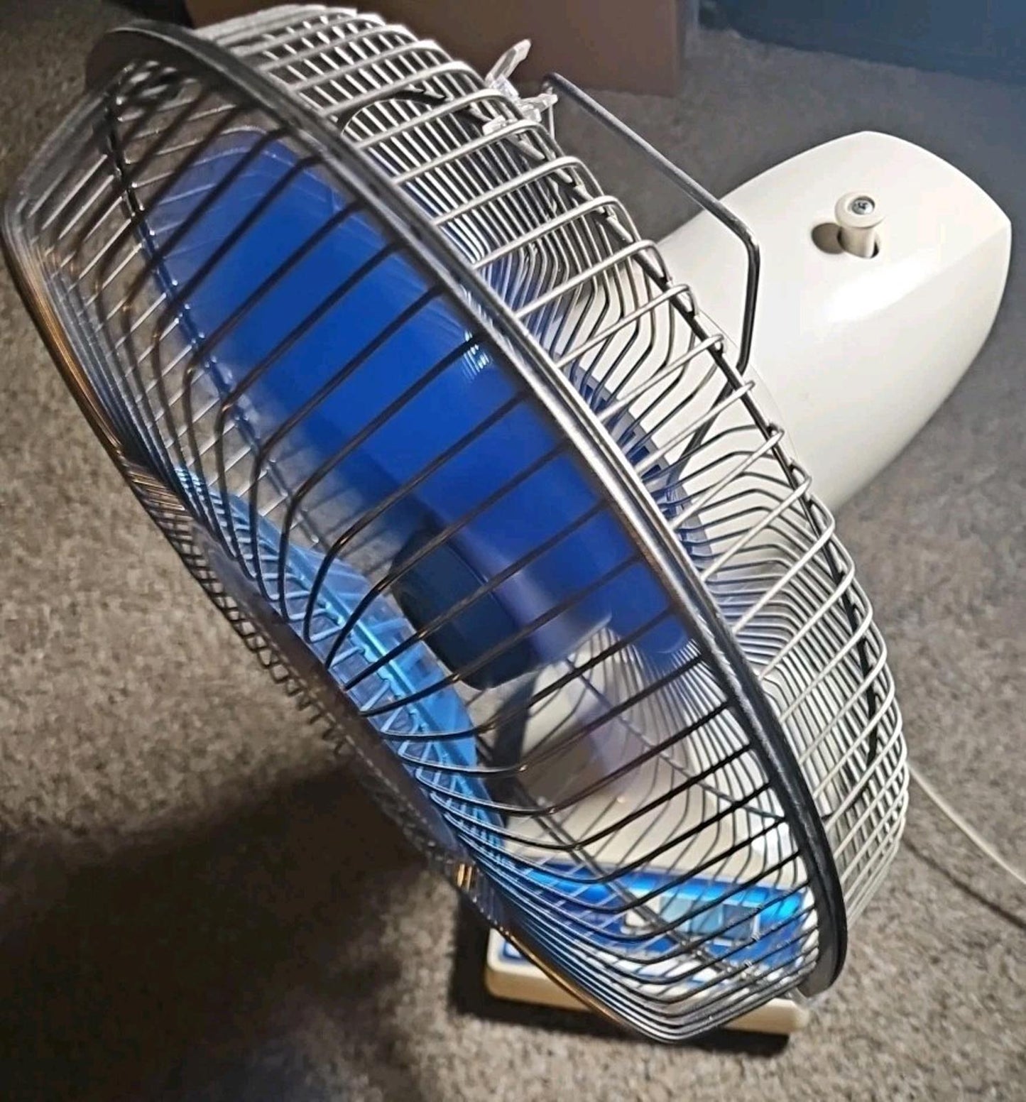 Vintage Galaxy 12" 3 Speed Oscillating Fan Blue Blade Tested!