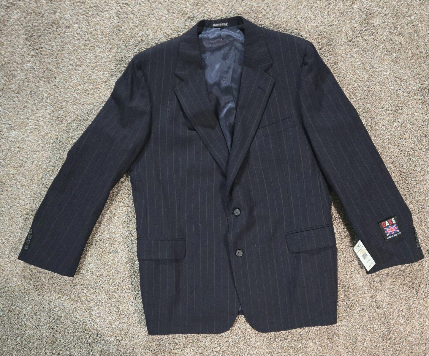 Vtg Daks London New York Untailored Raw Hems 46R Suit Set