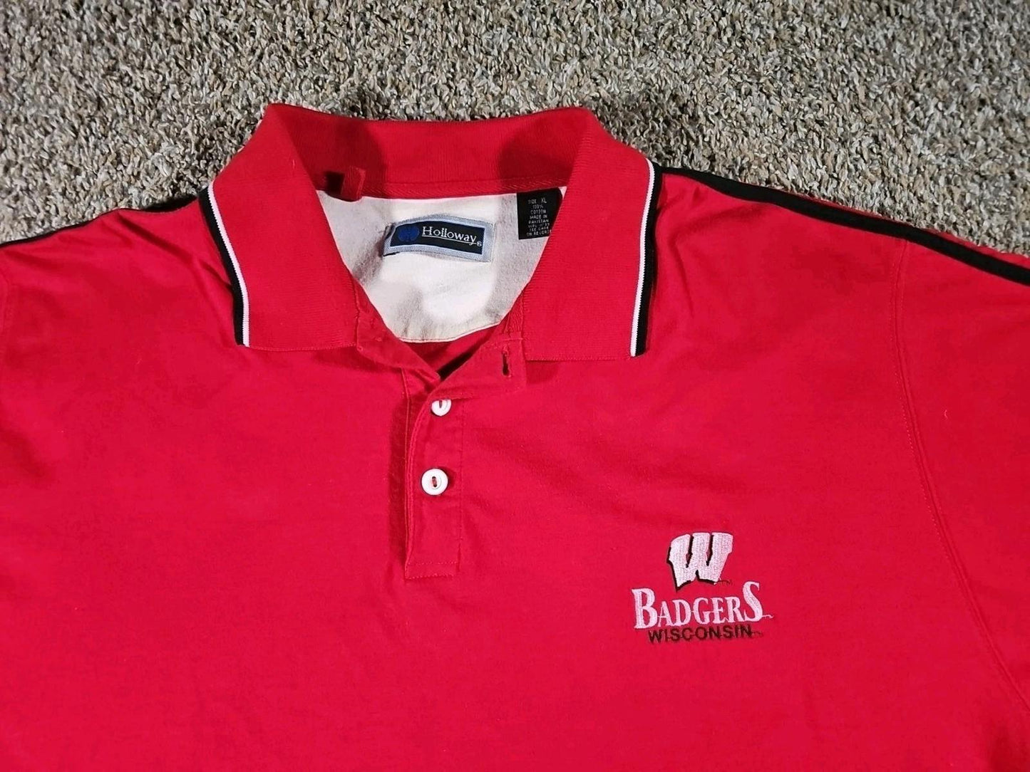 Holloway XL Wisconsin Badgers Red Polo