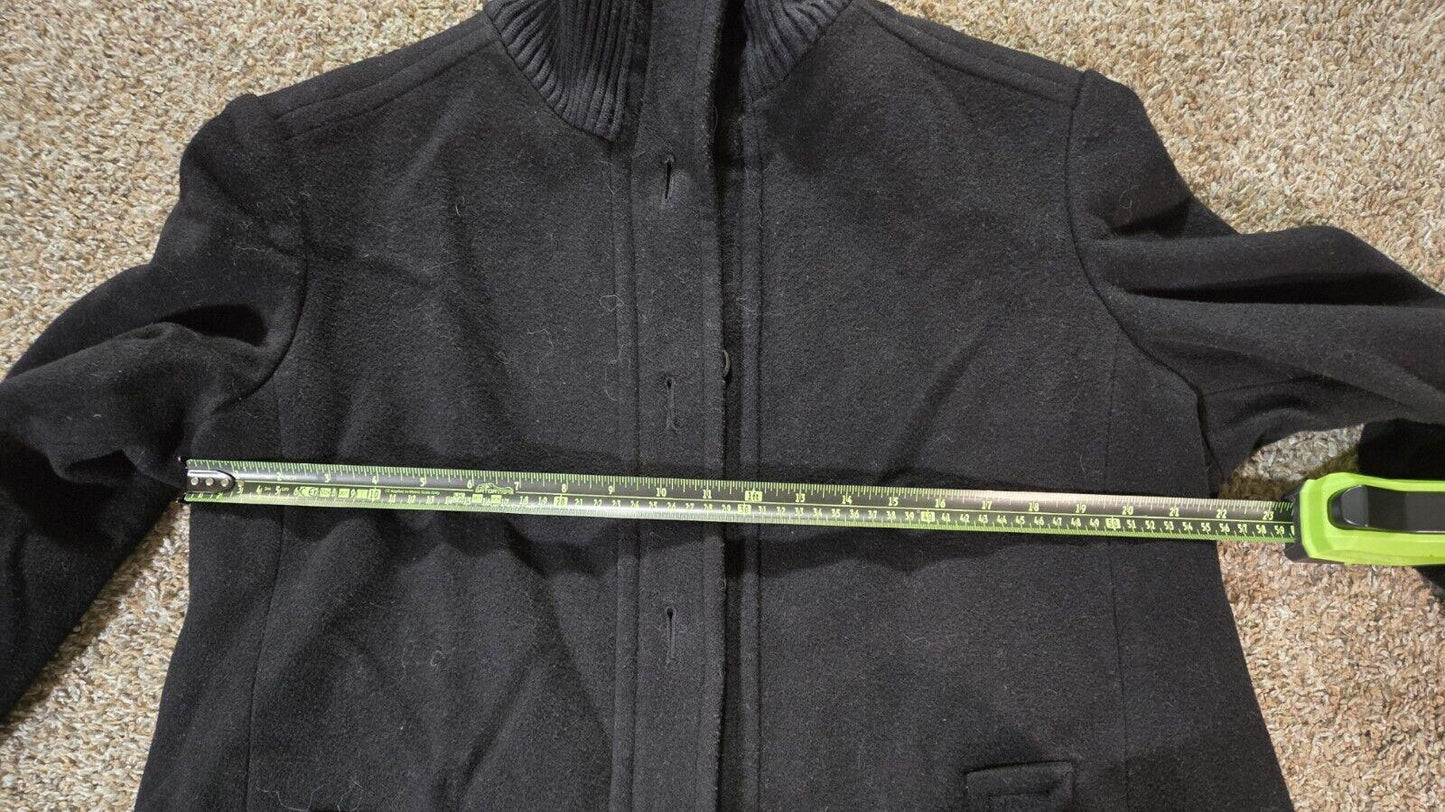 Fleet Street Wool Black Peacoat Turtle Neck & Buttons XL