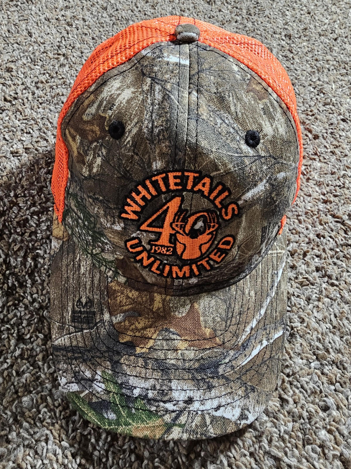 Orange Camo Whitetails Unlimited 40th Hook Loop Hat