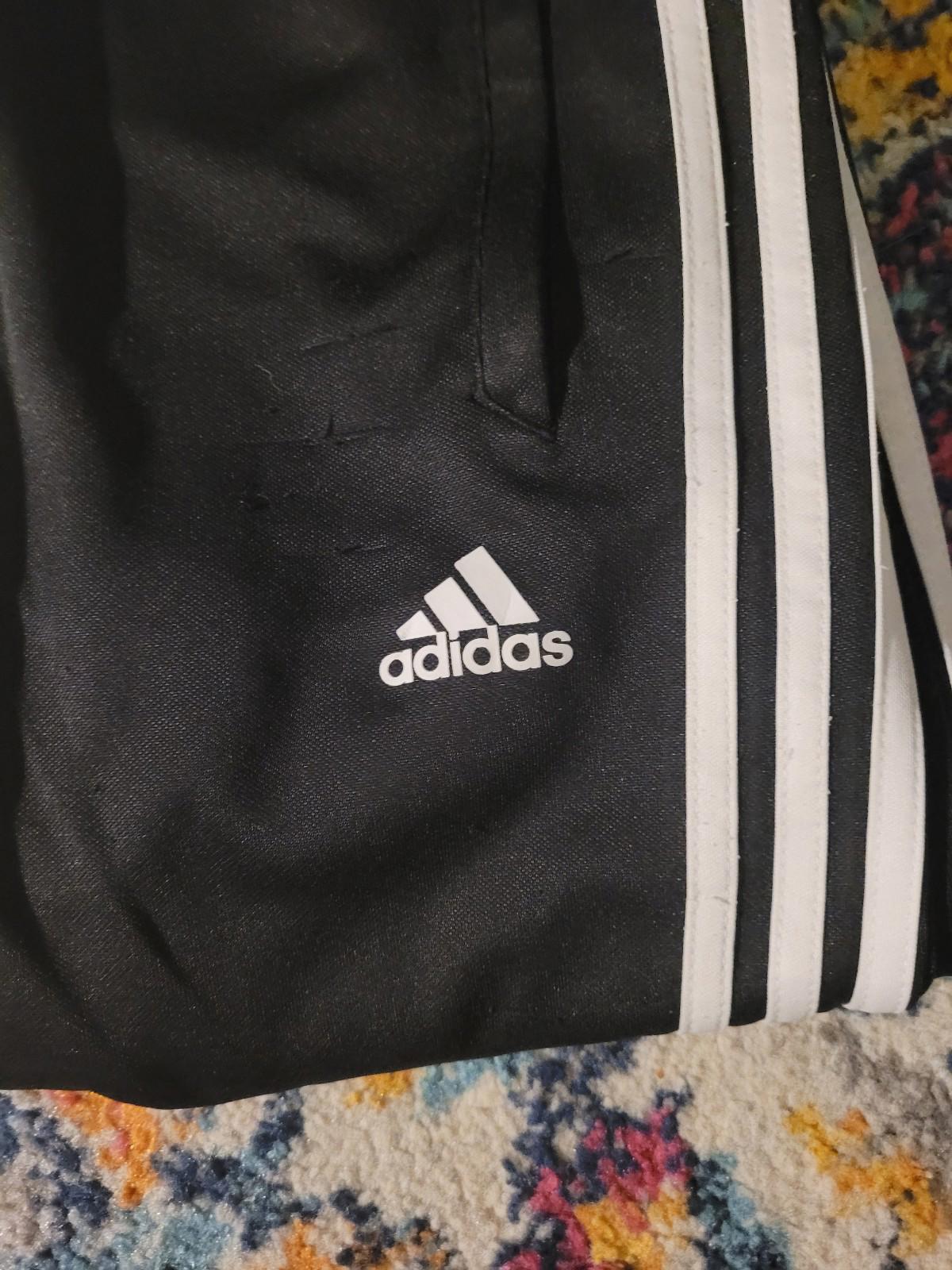 S Adidas track sweatpants missing drawstring fabric pulls